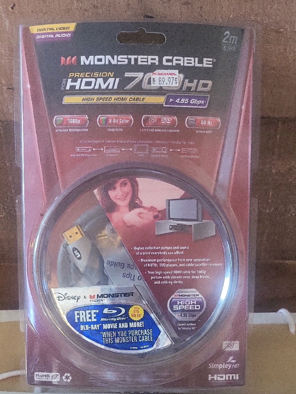 Monster Cable Precision HDMI 2m - Black and Gold Connector